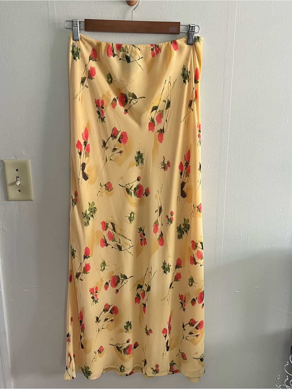 vintage y2k Floral Maxi Skirt Womens Yellow Red Cottagecore Fairy Euro Summer